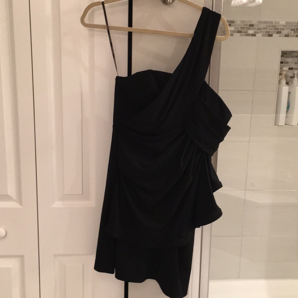 One shoulder black cocktail phoebe couture